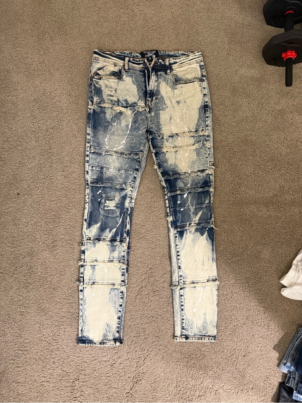 Hustle Gang Slim Paint-Splatter Men's Jeans - Blue, size 32